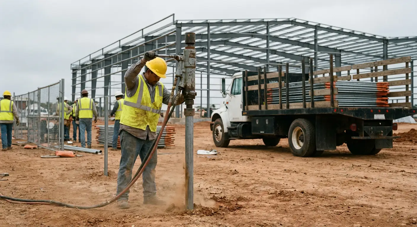 Industrial fencing installation site in Vineland, NJ