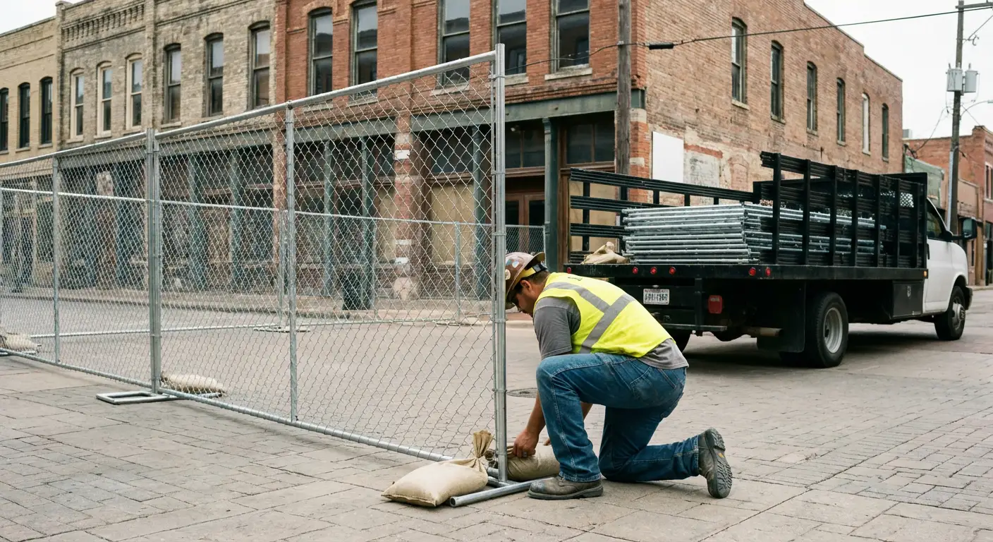 Temporary fence installation in Vineland urban environment