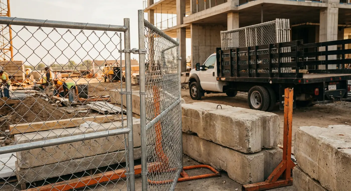 Commercial temporary fencing installation site in Vineland, NJ