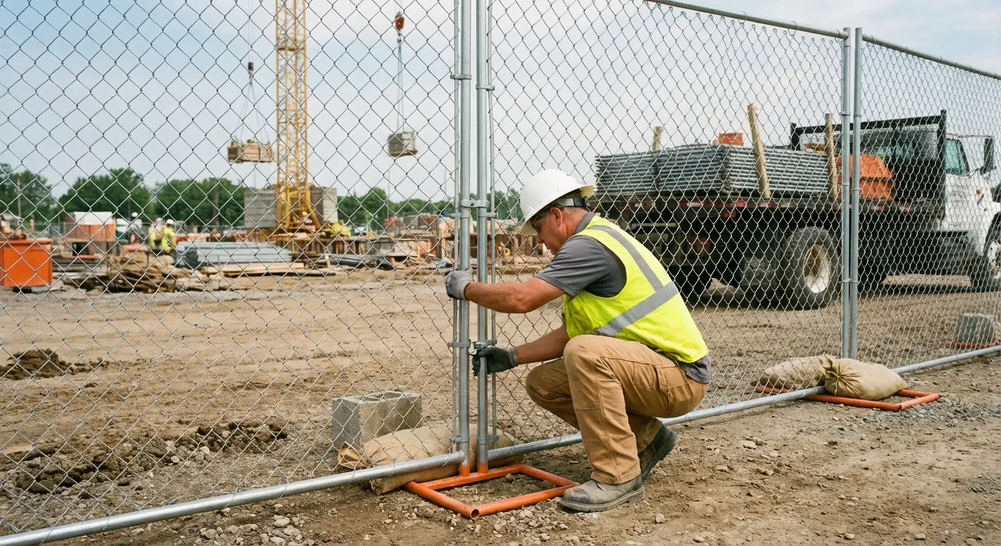 Comparison of professional fencing solutions versus DIY risks on a construction site in Vineland, NJ