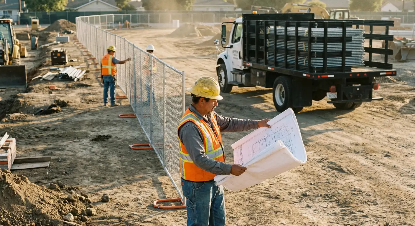 Post-driven fencing installation site in Vineland, NJ