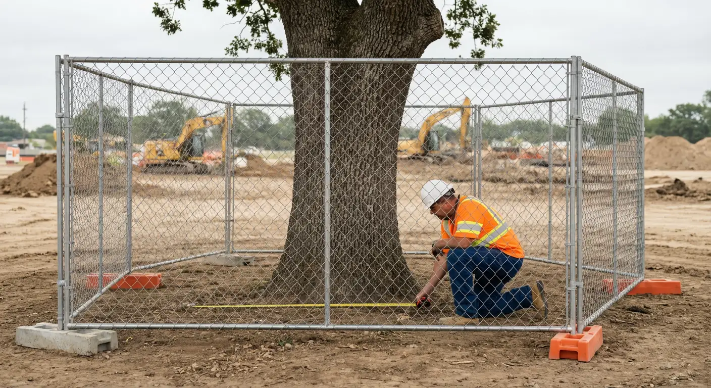 Tree protection zone fencing installation in Vineland, NJ
