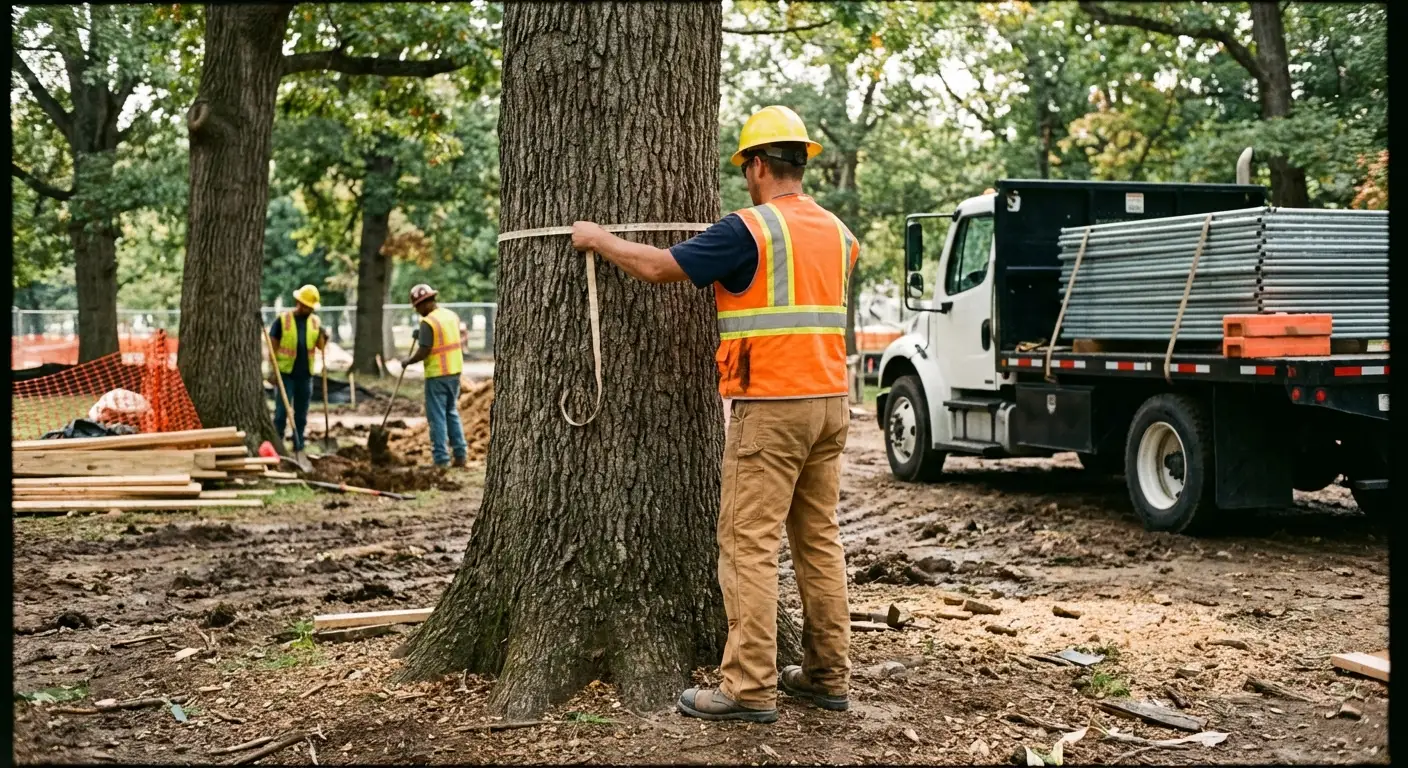 Tree protection zone fencing installation in Vineland, NJ