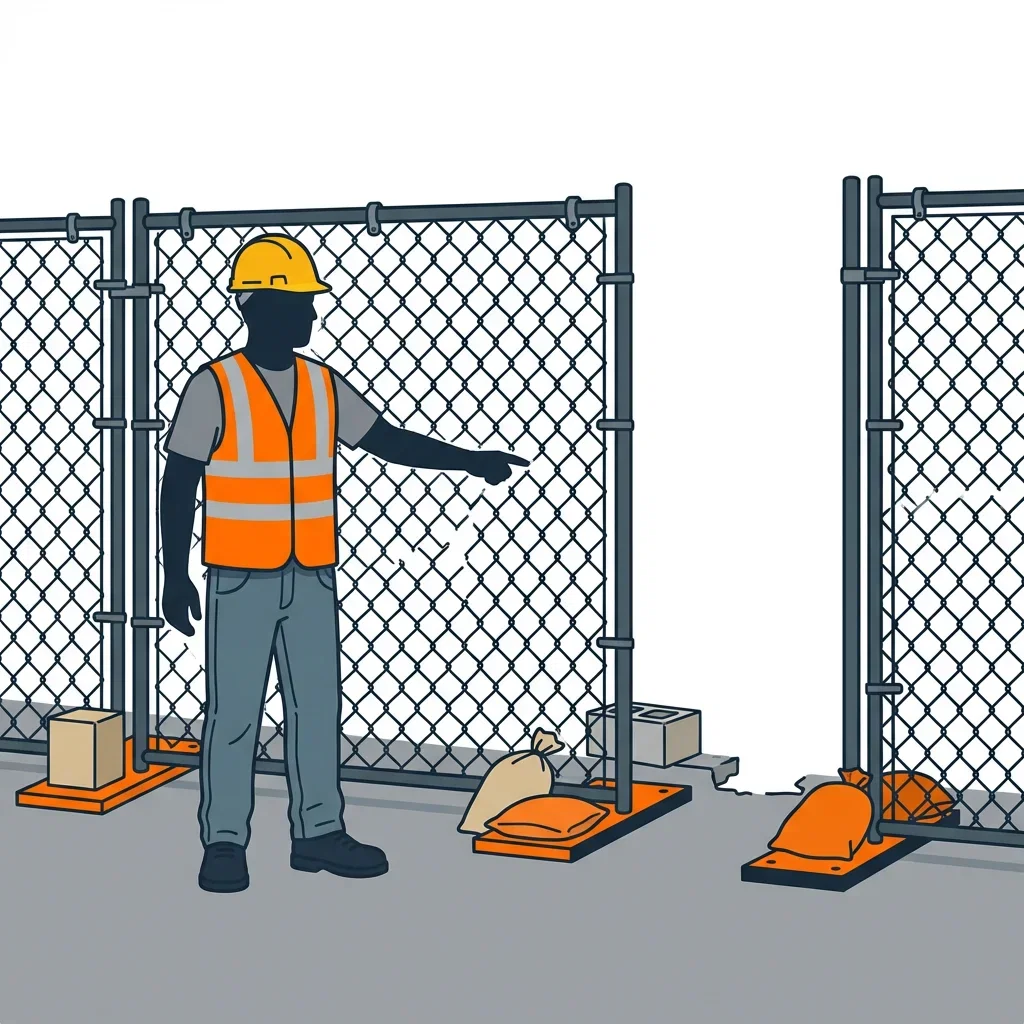 Diagram illustrating common construction site perimeter vulnerabilities in Vineland, NJ